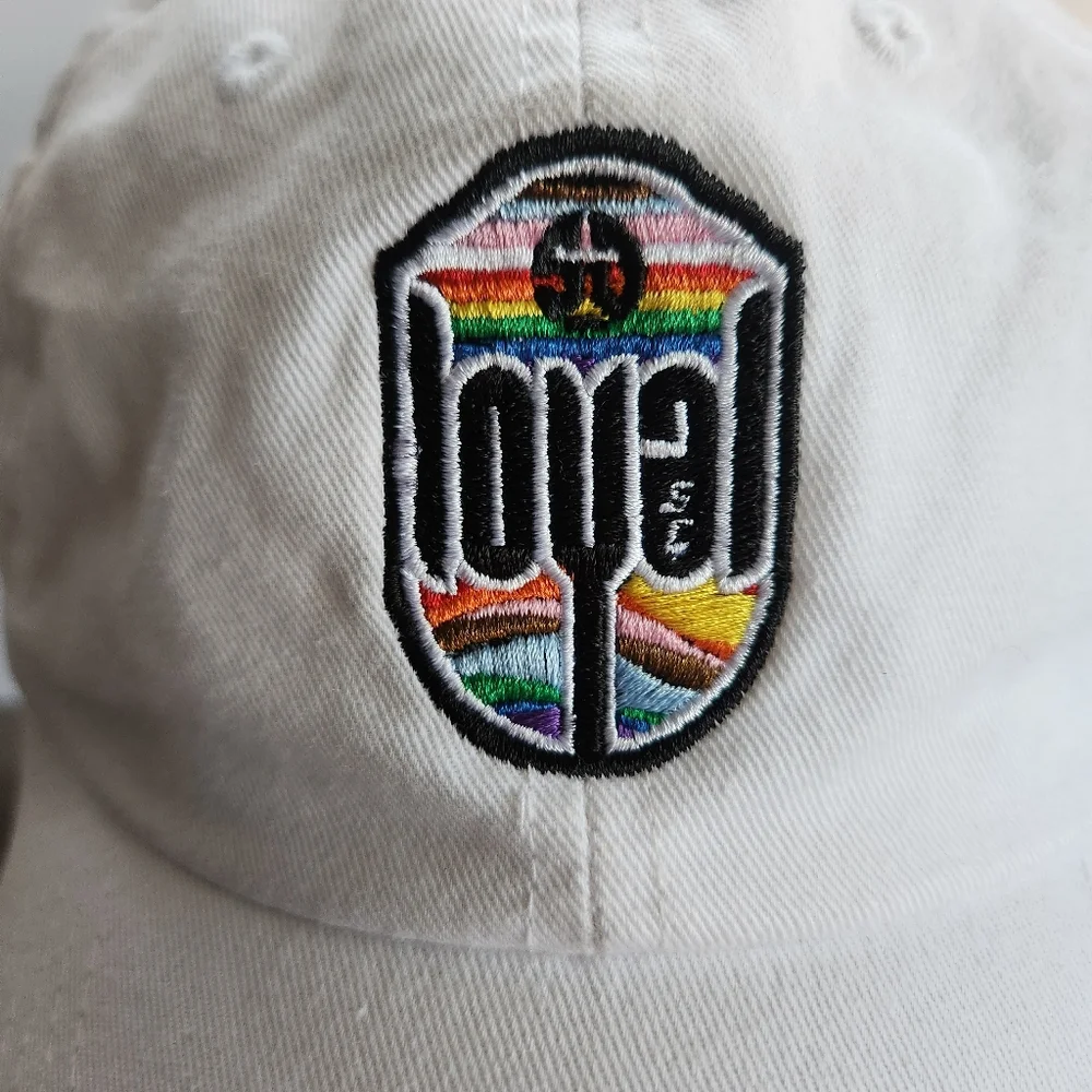 San Diego Loyal SC 2023 Pride SGA White Adjustable Strapback‎ Hat Cap USL Soccer